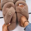 Slippers Women Outdoor Pearl Decor Bedroom Sandals Furry Slides Platform Fluffy Luxury Designer Winter Warm Shoes 2022Slippers