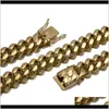 Set di braccialetti Drop Delivery 2021 Uomo Catene a maglie cubane in oro Gioielli Hip Hop Collana con bracciali in acciaio inossidabile 22M Pgz