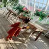 Vestido de suéter de niña de primavera Color caramelo Manga larga abullonada Lana de punto Ropa para niños E01 210610