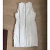 High Street Snygg Designer Runway Dress Women's V-Neck Dubbelbröst Metallknappar Ull Tweed Tassel 210521
