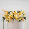 100cm 50cm人工的な結婚式の花の壁の鉄のアーチの背景の装飾用品偽のシルク牡丹のローズの列テーブルの中心的な整列220311