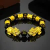 Bracelet de mode de la chaîne de liaison Obsidian Stone Beads Men Femmes Unisexe Wristband Gold Wealth Bood Luck Fawn22