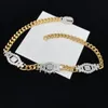 Full Diamond Emerald Necklaces Designer Letter Pendant Necklace High Quality Double Alphabet Rhinestone Metal Chain Palace Style J329L
