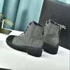 Fashion Designer Ankie Boots Knitted Stretch Black Plaid with Pearl Elegant Women's Short Boot Design Casual Shoes
