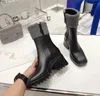 Rain Boot Women Betty Tjock Bottom Non-Slip Booties PVC Rubber Beeled Tall Knee High Platform Boots Black Waterproof Welly Shoes