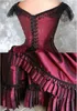 Borgogna Goth Victorian Bustle Abiti da sposa 2022 Vintage Beaded Lace-Up Back Corsetto Top Gothic Bride all'aperto Abito da sposa