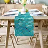 Turquoise Marble Lattice Table Runner Luxury Home Dining Coffee Holiday Wedding Decoration Party Dinner 211117
