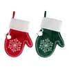 Red Velvet Glove Stocking Candy Bag Christmas Decoration Gift Bag Art Window Pendant Ornaments Snowflake Design HH21-824