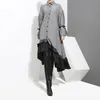 New England Style Woman Winter Gray Shirt Dress Midi Long Sleeve Ruffle Patchwork Big Size Lady Elegant Party Vintage Dress 3073 210401