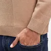 KUEGOU Herfst Winter Kleding Mens Trui Warm Pullovers Sweaters Khaki Man Gebreide Jacquard Fashion Top Plus Size YYZ-2202 211221