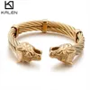 Acier inoxydable Viking Wolf Bangle Man câble or / noir / argent couleur animal bracelet hommes bijoux 2109186664263