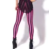 Femmes Stripe Leggings Slim Skinny Blanc Noir Rouge Rose Jaune Rayé Printemps Été Running Gym Stretchy Pantalon Pantalon 211221