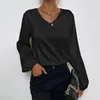 Women Casual Shirts Long Sleeve Leopard Print V Neck Blouses Tops