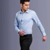Chemise à manches longues pour hommes Standard-Fit Basic Solid / Stripe Robe Chemise Poche Formel Bureau de travail de haute qualité Chemises d'entretien faciles 210506
