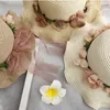 Wide Brim Hats 2022 Summer Parent-Child Bucket Cap Women's Flower Wreath Girls Outdoor Beach Travel Sunshade Straw Hat Elob22