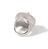 اسم مخصص A- Z Spin Rings Iced Out 360 ROTATABLE RING CHIPIC ZIRCONIA DIY 14K Diamond Men Gift Hip Hop Jewelry284V