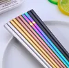 Glossy Titanium Plated Chopsticks Anti Scalding High-grade 304 Stainless Steel Titaniums Rainbow Golden Black Square-Chopsticks SN3046