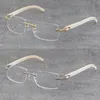 Quality White Inside Black Buffalo Horn Frame Man Woman Optical Original Wood Eyeglasses 18K Gold Frame glasses Rimless 8200757 Unisex Eyewear Size:57-18-140mm