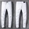 Modne męskie białe dżinsy Desiger Wysokiej jakości białe rozbite dziury spodnie uliczne dla mężczyzn