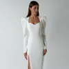Vestido de Verão Branco Bodycon Mulheres Midi Partido Novos Chegadas Celebridade Noite Club 210422