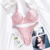 Ny sommar sexig djup v brev rhinestones bh set kvinnor andas underkläder set solid kort panty 2 stycken sätter Lady underkläder s x0526