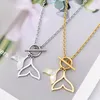 316L Stainless Steel Shell Double Fish Tail Pendant Charm Chain Choker OT Buckle Necklace For Women Fashion Fine Jewelry