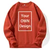 Herrtröjor Nya avslappnade kvinnors tröjor gör ditt eget design gratis varumärke DIY -tryck Anpassad klädmode Löst 15 färgtoppar