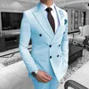 Marca Royal Blue Homens Terno Conjunto Duplo Noivo de Breasted Green Slim Fit Tuxedo formal para vestido de festa de casamento Male Blazer com calças x0608