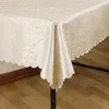 Todos os tamanhos Jacquard Impresso Flor Toalha de Flor Padrão Verificado Retangular Redondo Banquete Partido de Casamento El Decoração 211103