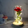 Valentine's Day Gift Glass Cover Rose Party Favor LED Light Simulation Immortal Eternal Roses Flower Box Packaging 7 Colors