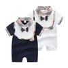 Conjunto de roupas para bebês meninas, macacão de algodão com lapela e gola de manga curta, conjunto de roupas para recém-nascidos para meninos e crianças