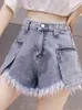 High Waist Denim Shorts Women Summer Fashion Wild Wide-leg Pants Loose and Thin A-line 210429