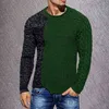 Casual Mens Winter Warm Stickade Toppar Mode Patchwork Långärmad O-Neck Tröja för män Höst Simple Jumpers Streetwear 211221