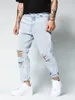 Denim High Street Wear Mode Bleu Couleur Slim Fit Skinny Non-Stretch Jeans Hommes Vêtements 2021 Xs-xxl Surdimensionné Jeans Hommes X0621