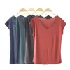 T-shirt d'été Femmes T-shirts occasionnels à manches courtes Modèle de couleur unie Tops Vêtements coréens Camiseta Mujer 210421