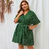 Été surdimensionné femmes robe de soirée femmes robe grande taille col en V élégant ample grande taille robe à pois Vestidos XXL XXXL 210331