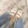 Dxfan hookloop slingback plattform solida gingham sport sommar pappa sandaler designer skor kvinnor