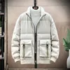 Erkek Kalınlaşmak Ördek Aşağı Ceket Moda Eğilim Rüzgar Geçirmez Sıcak Standı Boyun Kirpi Ceket Tasarımcısı Kış Lüks Gevşek Puf Rahat Ceketler Adam Için