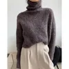 Pulls pour femmes femmes 2022 hiver lâche col roulé à manches longues femmes épaissi couleur unie minimaliste pull tricoté pull