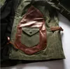 Mäns Jackor Mens Motocycle Casual Canvas Cow Real Leather Zipper Stand Collar Moto Biker Coat Höst Vinter Army Green