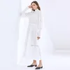 Elegancka Biała Dress Dla Kobiet Turtleneck Z Długim Rękawem Wysoka Talia Maxi Sukienki Kobiet Moda Odzież Spadek 210520