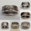 Vintage mens ringar antika handgjorda mynt silver färg dollar 1893 snidad annan tid punk ring klassisk specie smycken 05Z300