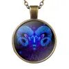 12 Constellation Pendant Necklaces Leo Pisces Libra Glass Dome Neutral Fashion Necklace