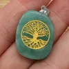Chakra Reiki Healing półszlachetny kamień wisiorek Charms Tree of life wzór wisiorki Amulet Kryształowej Medytacja Mężczyźni Kobiety wyrobu biżuterii