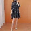 Femmes surdimensionnées Robe décontractée Nouvel été Style simple Vintage Imprimer Lâche Confortable Femme Coton Lin Robes S3209 210412