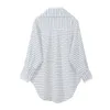 Oregelbundna Spliced ​​Striped Women's Cardigan Blusar Vår Sommar Elegant Streetwear Fashion T Shirts Lady Causal BF OL Toppar 210515