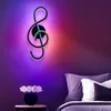 Lâmpada de parede nórdica simples RGB LED METAL MUSICAL NOTA EMPLEDO DE CABA NOITE SPIRAL LUMPO MODERNO HOMES CASA CASA LIVRADA DE LIVRA DE LIVRE