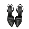 Deri Yüksek Topuklu Kadın Elbise Ayakkabı Siyah Ve Beyaz Bahar Yaz Casual Tasarımcı Sandalet 10.5 cm Metal Logo Ile GELİŞTİRMEK Topuk XX-0314