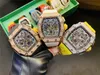 Topkwaliteit automatische luxe horloge heren Iced Out casual sporthorloges 316L roestvrijstalen behuizing rubberen band2178