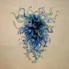 Lampes modernes d'art de fleur de Murano couleur transparente et bleue éclairage de salle de bain décoration de la maison 100% verre soufflé à la main art mural suspendu 50 par 70 cm